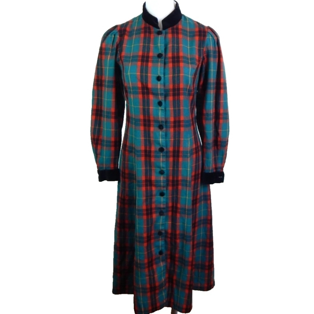 Laura Ashley Vintage Plaid Wool Dress